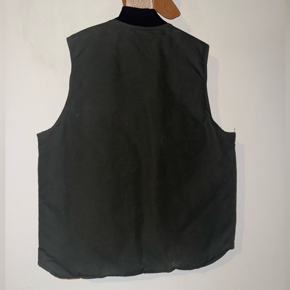 Carhartt Men’s XL Tall Dark Green Made in USA V01 Duck Quilt Lined Vest Like New - Picture 2 of 6